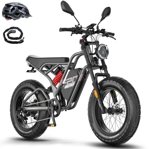 Fafrees F20 Ultra Bicicleta Eléctrica, Batería de 25 Ah/1200 WH, Fatbike de 20 x 5.0, Frenos Hidráulicos, 79 N·m, Bici de Montaña Eléctrica para Adultos, Alcance 80-140 KM (Gris)