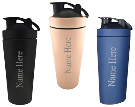 1stclassgifts [Custom] Personalised Engraved Name Protein Shaker Bottle 739ml 25oz Selection Of Colours (Black)