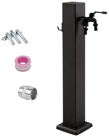 Colonne d'eau de jardin robinet d'extérieur avec support de tuyau autoportant pour fontaine de jardin et maison 60 x 8 cm