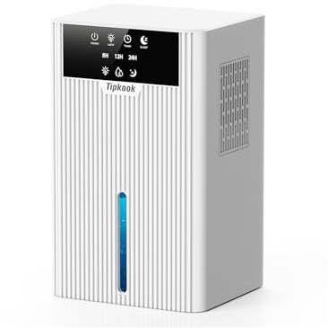 Tipkook 2400 ML Dehumidifier, Dehumidifiers for Bedroom with 24H Timer, 3 Modes, High Efficiency & Energy Saving, 10-Colors Lights, Ultra-Quiet Dehumidifier for Drying Clothes, Home, Bathroom, House