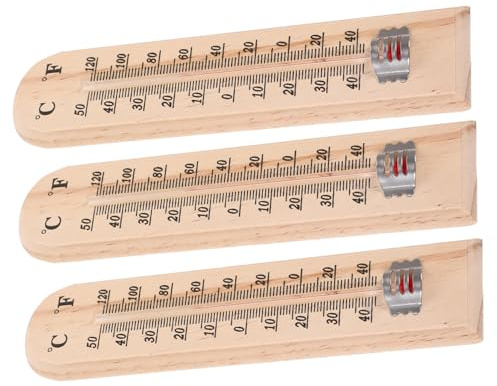 HOODANCOS Termometro Multifunzionale da Interno ed Esterno in Vetro Supporto a Parete, Set da 3 Pezzi, Indicatore Temperatura Chiaro e Durevole per Cameretta e Giardino
