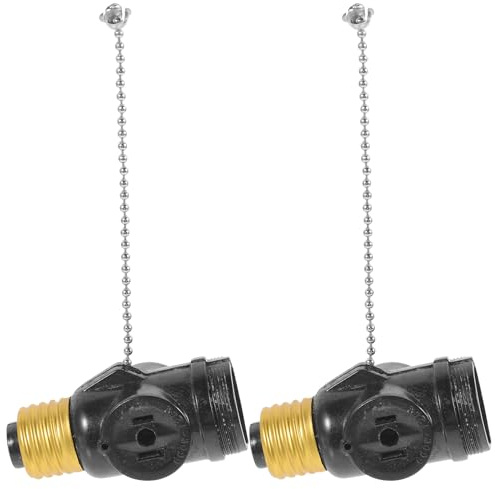 SOPOTUTU Baquelita Portalámparas con Cadena de Tracción y Dos Salidas, 2 Unidades, con Enchufe E26, Color Aleatorio para Bombillas y Pantallas de Lámpara
