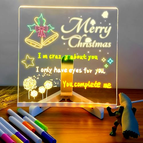 LED Drawing Board for Children with 7 Colors Pen, 2026 New LED Note Board with Colors, Light up Drawing Board Kids Doodle Glow Board for Office School Home, Christmas, Birthdays (15 * 15cm)