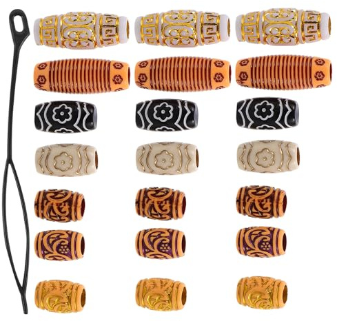 TOYZFRIENDY Dreadlock Haarschmuck Satz mit 38 Holz und Kunststoffperlen Schnell zu Installieren und Entfernen Modischer Haarflecht Accessoire für Damen für Bühne und Urlaub