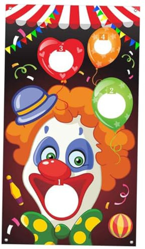 CLISPEED Gioco Lancio Sacchi di Sabbia da Esterno Bandiere da Clown e Stendardo da Circo in Poliestere, Set 3 Pezzi per Feste e Carnevale, Gioco Interattivo Leggero e Colore Colore Casuale