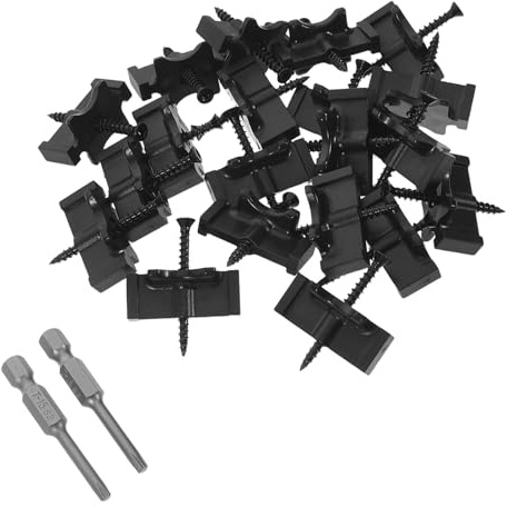 HAMPPLIES Set da 20 Clip per Decking Composito con Elementi di Fissaggio Nascosti, Viti in Acciaio Inox e Punte da Trapano, per Installazione Resistente e Modulare di Terrazze Esterne