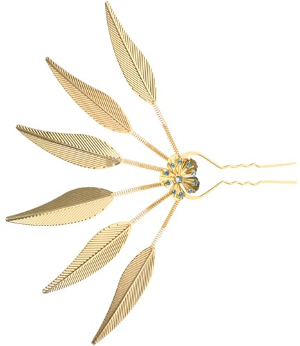JOINPAYA Fourchette à Cheveux en Alliage de Zinc Style Rétro Chic Feuille de Paon Dorée pour Coiffure Élégante Quotidien et Accessoires pour Chignon