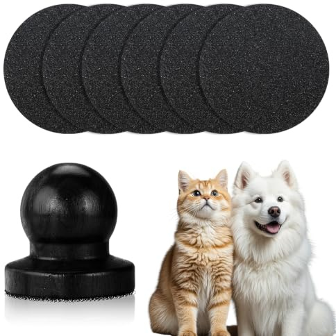 7PCS Dog Nail File, Nail File for Dogs with 6 Replaceable Sandpaper Discs | Dual-Surface Scratch Board, Wood Handle Gentle Nail Care for Dogs and Cats Stress-Free Grooming Tool for Smooth and Healthy