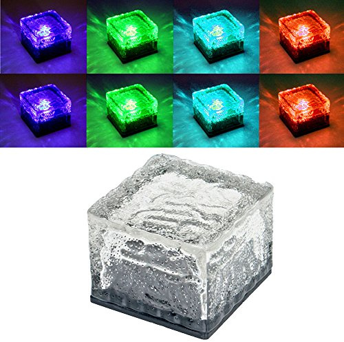 Gartendeko RGB LED Solarlampe mit Farbwechsel Gartenlampe Dekoleuchte im Eiswürfel Design, LxH 7x5,4 cm, 8er Set