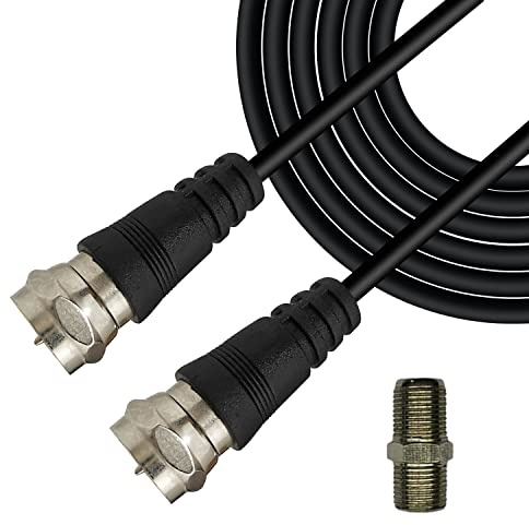 Chaowei TV Antenna Extension Coaxial Cable(15ft) with Coaxial Coupler,F Type Connector-Ideal for Digital TV Aerial, Satellite Cable Extension-15 Feet