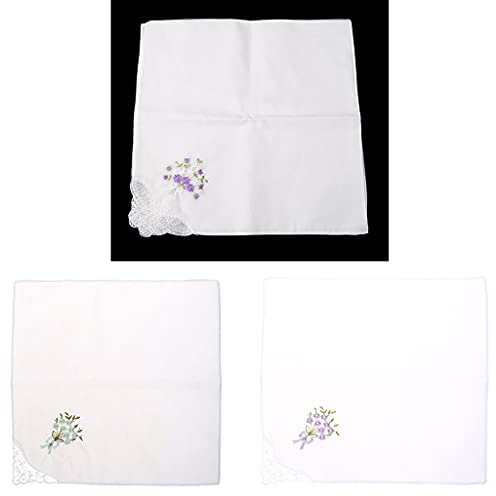 CADANIA 6 Piezas Vintage pañuelo de algodón Bordado Encaje Mujeres Damas Floral Hanky