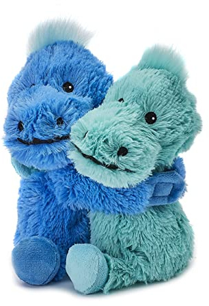 Warmies Warm Hugs Dinosaurier-Weizensäckchen für die Mikrowelle mit dem Duft von getrocknetem französischem Lavendel, vollständig erwärmbares Heizkissen zur Linderung von Angstzuständen und Schmerzen