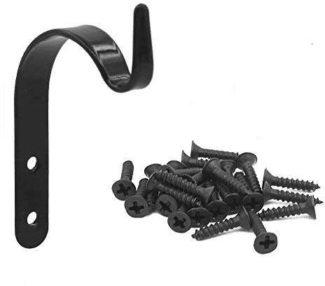Winterworm Lot de 20 crochets muraux en fer noir avec 40 vis pour décoration de jardin pour plantes, mangeoires à oiseaux, carillons éoliens