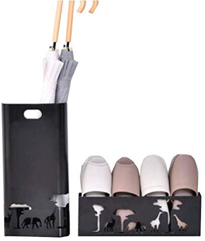 Paragüeros GUOYANHONE Hierro Forjado Zapatero, al Estilo japonés Hollow Rack de Almacenamiento, Paraguas Canastilla En Pasillo Pasillo, 3 Colores (Color : Black)