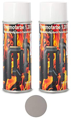 2 Stück Ofenlack 1200°C Ofenspray Ofenfarbe Thermolack 2x Gussgrau Hell 400ml