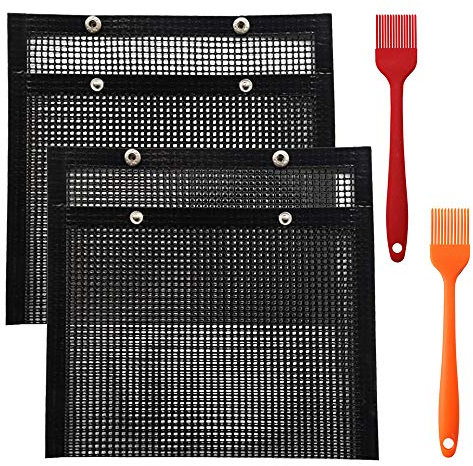 sorkwo BBQ grill nätväska, non-stick bakning grillpåse värmebeständig återanvändbar lätt att rengöra bakad grill PTFE-väska för utomhus picknick matlagning grill