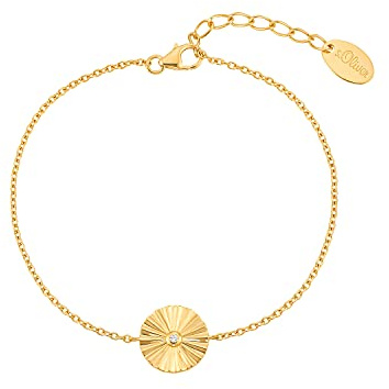 s.Oliver Armband 925 sterlingsilver dam armsmycken, med zirkoniumsynth, 17 + 3 cm, guld, levereras i smycke presentförpackning, 2031438, 17+3, Ädelmetall, Cubic Zirconia