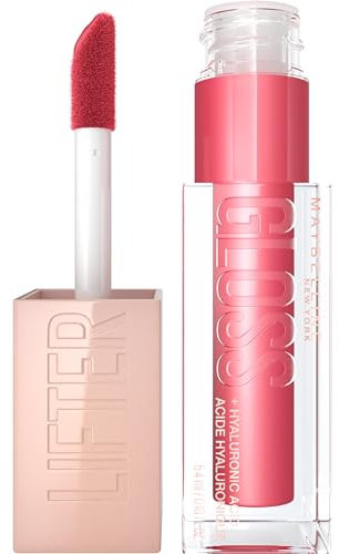 MAYBELLINE Lifter Gloss, Hydrating Lip Gloss with Hyaluronic Acid, High Shine for Plumper Looking Lips, Heat, Raspberry Neutral, 0.18 Ounce