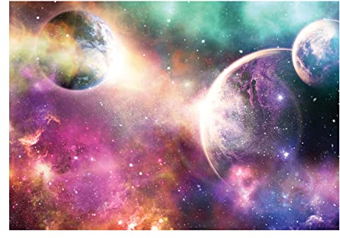 Papel Pintado Infantil Galaxia Cosmos Niño Niña Planetas - Incluye Pegamento - Fotomurales Pared Tejido No Tejido Decorativos Murales Fotográfico Moderno Decoración de Paredes (416x254 cm)