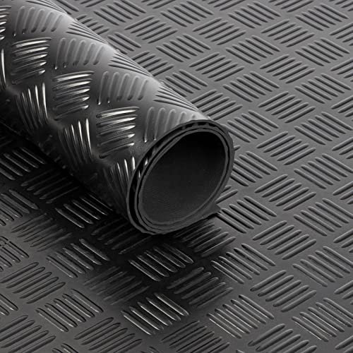 Floordirekt Gummiläufer Karo - Gummimatte in Riffelblech Optik - Stärke: 3mm - Noppenmatte Antirutschmatte - rutschfest und unempfindlich gegen Flüssigkeiten & Schmutz (140 x 150 cm)