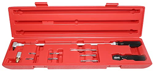 DPTOOL Carburetor Adjustment Wrench Tool 14 Inches Long 90 Degree Bevel Screwdriver Portable Multi-Purpose Screwdriver Kit For Moto Snowmobile, Phillips & Slotted Bits