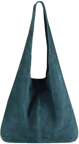 Modarno Borsa a tracolla da donna in pelle scamosciata pochette, borsa a tracolla, shopper, da donna, in vera pelle
