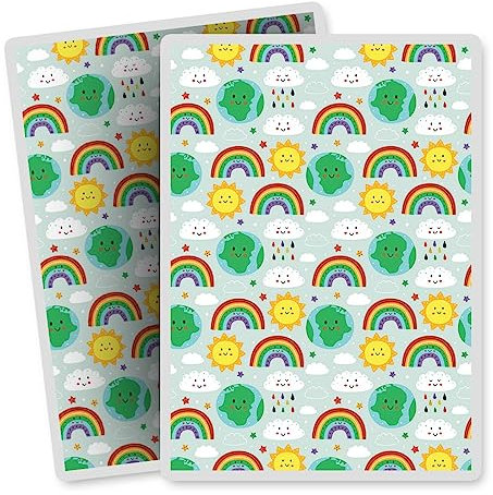 Vinyl Rectangle Vertical (Portrait) Stickers (Set of 2) 10cm - Planet Earth Clouds Rainbow Sun World Climate for Laptops, Tablets, Luggage, Scrap Booking, Fridges #170786