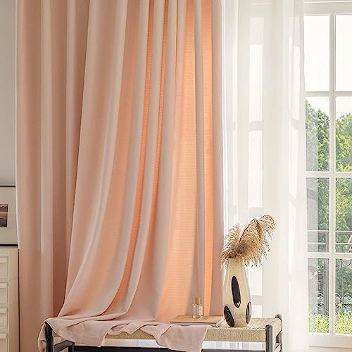 Mesnt Verdunklungsvorhang, Eleganter texturierter Verdunkelungsvorhang für das Schlafzimmer Thermoisoliert aus Polyester, Hellgrau-Rod, 140x215CM-2 STÜCK