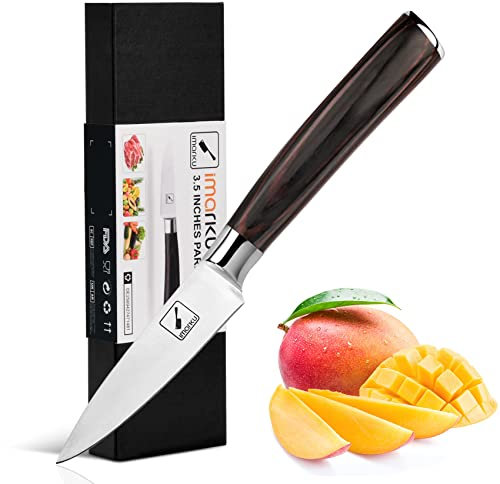 imarku Paring Knife - Paring Knives, 3.5 Inch Small Kitchen Knife - Japanese SUS440A Stainless Steel Fruit Knife, Ergonomic Pakkawood Handle, Ultra Sharp Knife