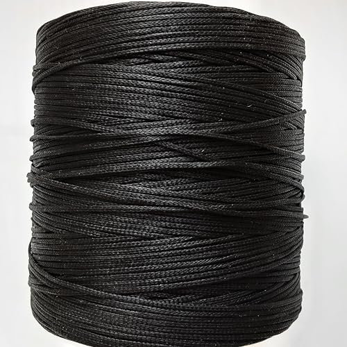5 meters Waxed Nylon Cord, 2mm wide Super Strong Flat Jewellery Thread, Bracelet, Necklaces, Crafts, Shamballa, Macrame String (2mm Black- 5m)