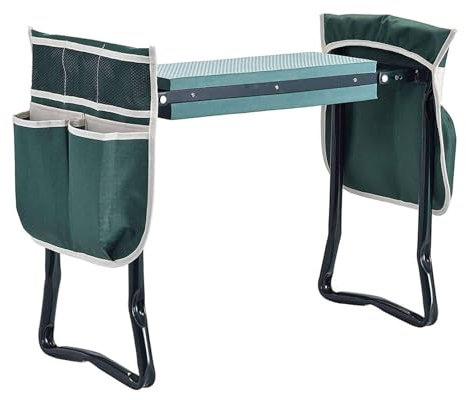 Outils de Jardin Kit Jardinage Genouillère et siège de Jardin, Outils de Jardin Portables, avec 2 Pochettes à Outils et Coussin à Genoux en EVA, Facile à Ranger, Robuste et léger WEWYQSJXBXF-312