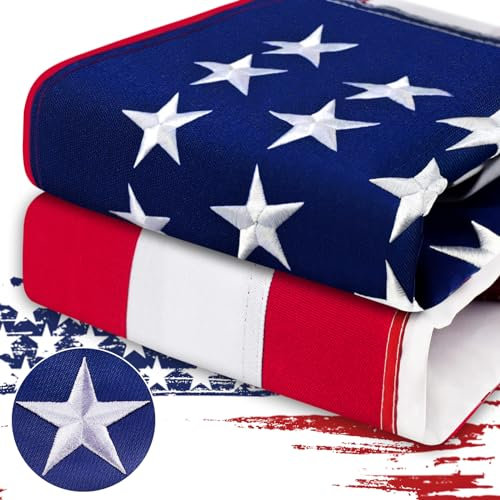 Amerikanische Flagge, 1,8 x 3 m, strapazierfähig, 100 % in den USA, USA-Flagge, 1,8 x 3 m, stabile amerikanische Flagge, 15,2 x 25,4 cm, für den Außenbereich, langlebigste US-Flagge, bestickte Sterne,