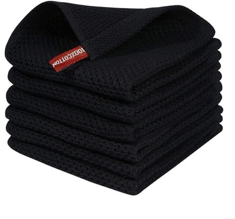 Emiif 6 toallas de secado de microfibra, trapo de limpieza absorbente, paños de cocina, lavables para bar, café (color negro), R8331U85UEJXD3Z6XTSGQUC4