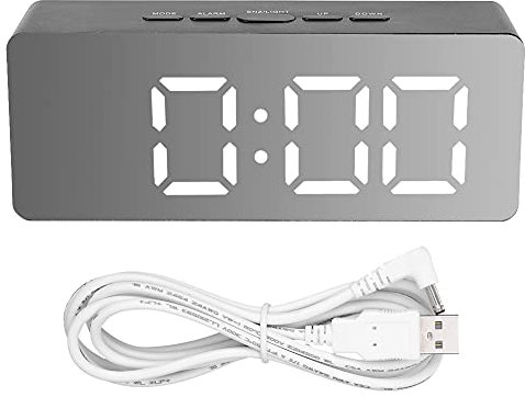 Cyrank Digitaler Wecker, Spiegeluhr, Spiegel-LED-Schlafzimmerwecker, Einstellbare Helligkeit, Schlummerfunktion, Multifunktionaler LED-elektronischer Digitaler Wecker, Schminkspiegel