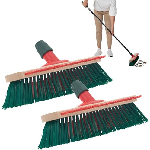 Novaliv Gartenbesen Elaston 40 cm 2er Set Besenkopf mit Kratzleiste Elaston Borsten Besen draußen Straßenbesen Harte Borsten Terassenbesen Hofbesen Stallbesen Kehrbesen Industriebesen Outdoor Broom