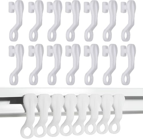 Plastic Curtain Glider Hooks Pack of 40 - Curtain Track Gliders, Rails, White Fittings, Swish Spares, Rings for Caravan Curtain Hooks, Drapes