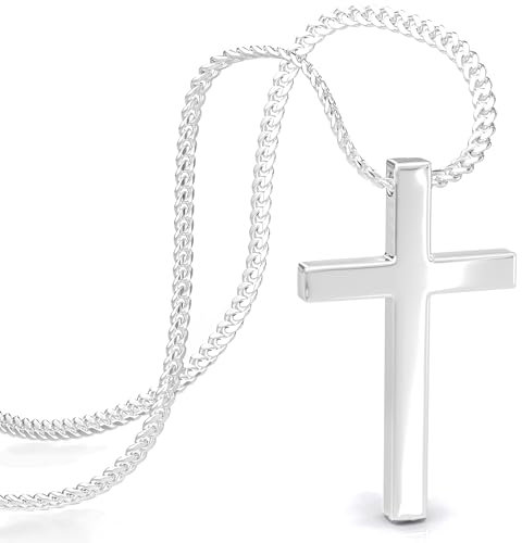 SERASAR Kette Kreuz Damen Halskette Silber Jesus Frauen mit Anhänger Schmuck Edelstahl Kruzifix