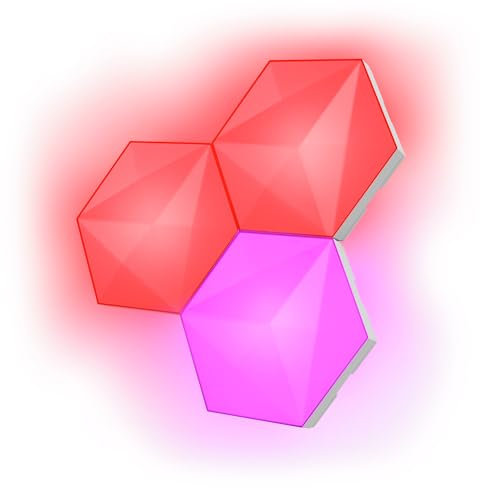 Trust Gaming GXT 903 Vybz Luces LED RGB Hexagonales Kit de Ampliación 3 Piezas, Paneles Decorativos para Pared, 44 Modos Luminosos, Control App, Sincronización Música, Luz LED Habitación Gamer