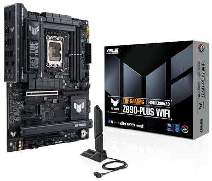 ASUS TUF Gaming Z890-PLUS WiFi Z890 LGA 1851 ATX Scheda madre, Intel® Core™ Ultra Series 2 Ready, Advanced AI PC-Ready, 16+1+2+1 Stages, DDR5, PCIe® 5.0, Thunderbolt™ 4 Type-C®, 4X M.2, Wi-Fi 7, 2.5Gb