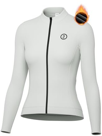 INBIKE Maillots de Cyclisme Femme en Polaire Chaud Velo VVT Tenue Cycliste Veste Running Femme Thermique Vetements Hiver Sport Plein Air Exterieur Randonnée Blanc M
