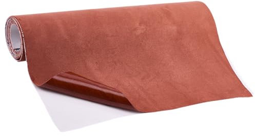 DELORIGIN 11,8 L X 59 B Tessuto in pelle scamosciata per auto, tessuto in microfibra, autoadesivo, effetto camoscio, cioccolato, elastico, per interni auto
