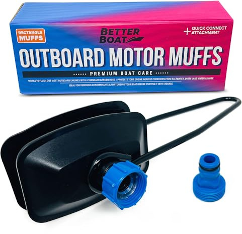 Outboard Motor Muffs Rectangle, Boat Motor Water Muffs Ear Flusher Hose Adapter, Inboard I/O Engine Flush Kit, Winterizing - Better Boat