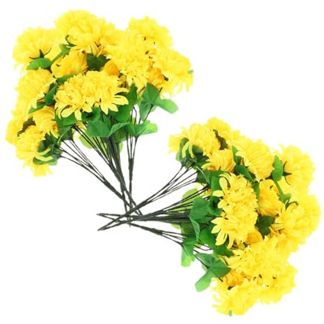 Cabilock 8pezzi Bouquet Artificiali Giallo Per Decorazione Cimiteriale Simulati Per Commemorazioni e Funebri