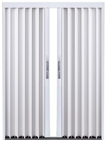 ZAQYCM Double Accordion Door White, Folding Closet Door with Lock, Keys And Handle, Outside Sliding Door for Basement, Patio, Pergola, Chicken Coops and Mobile Home(WxH 69x80in(173.5x203cm))