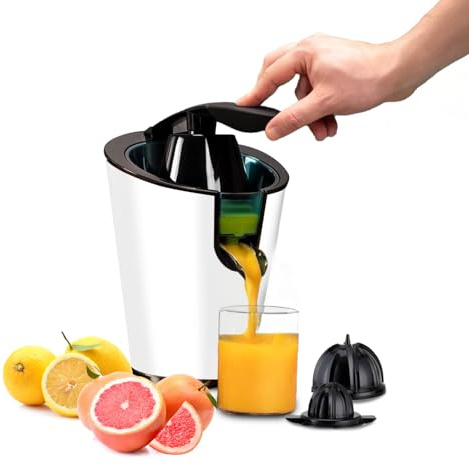 AVILIA Exprimidor eléctrico con palanca de 650 W, sistema antigoteo, dos conos extraíbles – Exprimidor de naranjas automático para cítricos grandes y pequeños | Exprimidor eléctrico