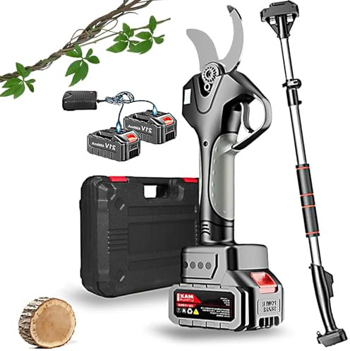 Cesoie Da Giardino Elettriche, Cesoie Da Giardino Elettriche Da 50 Mm Con Asta Telescopica Da 2,1 M, Forbici Da Potatura A Lunga Portata Con Motore Brushless, Schermo Lcd,Rod+Battery1