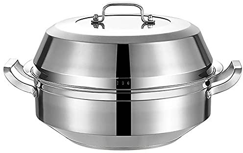 ZOLPINL Steam Pot Hot Pot 304 Acciaio Inossidabile per la Cottura a Vapore di Pesce a Vapore a Doppio Scopo Pentola per Pesce al Vapore Grande Commerciale (Dimensioni: 34 cm)