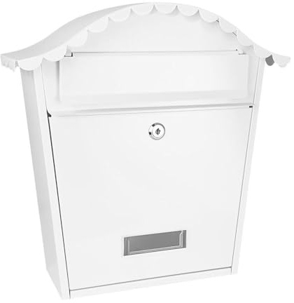 PRENDELUZ Cassetta postale in acciaio zincato bianco 37 x 36 x 13,5 cm con tetto antipioggia, ideale per ricevere corrispondenza all'aperto.