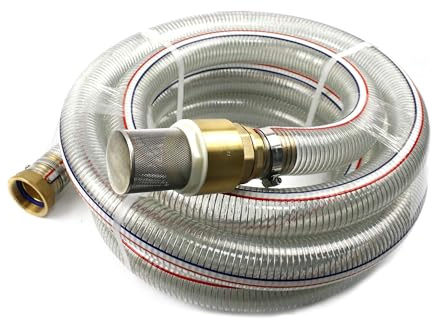 Tubo rinforzato, lunghezza 7m, diametro 2, ideale per motopompe, robusto e durevole. Perfetto per le attività di irrigazione e drenaggio. *