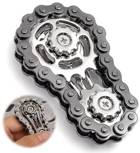 AOEVUIR Cool Gears Fidget Chain, Giocattolo Fidget Spinner ad Anello in Metallo, per Bambini e Adulti, Antistress e Relax, Design Creativo con Catene Regolabili, Idea Regalo EDC